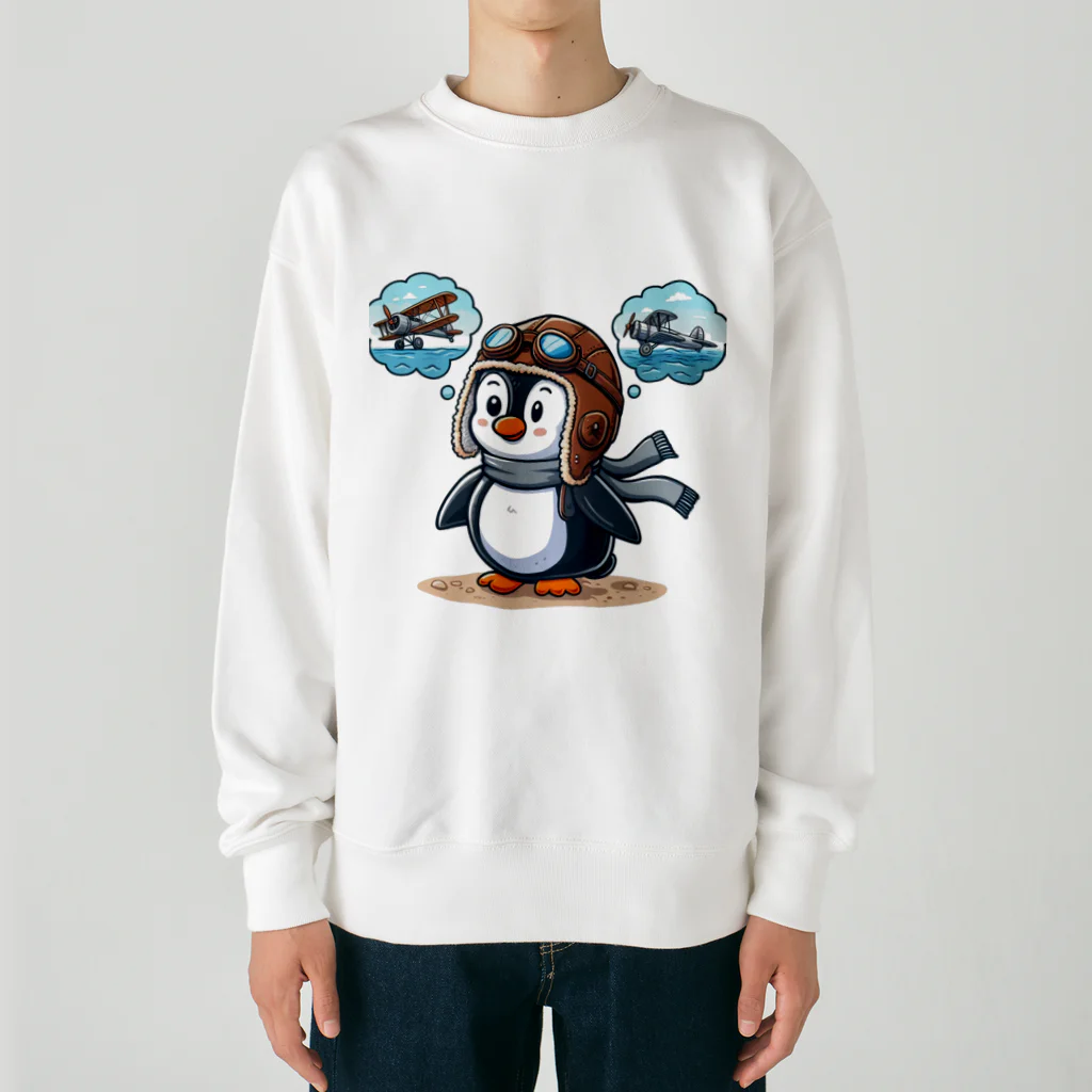 JUN-yの空を飛びたいペンギン Heavyweight Crew Neck Sweatshirt