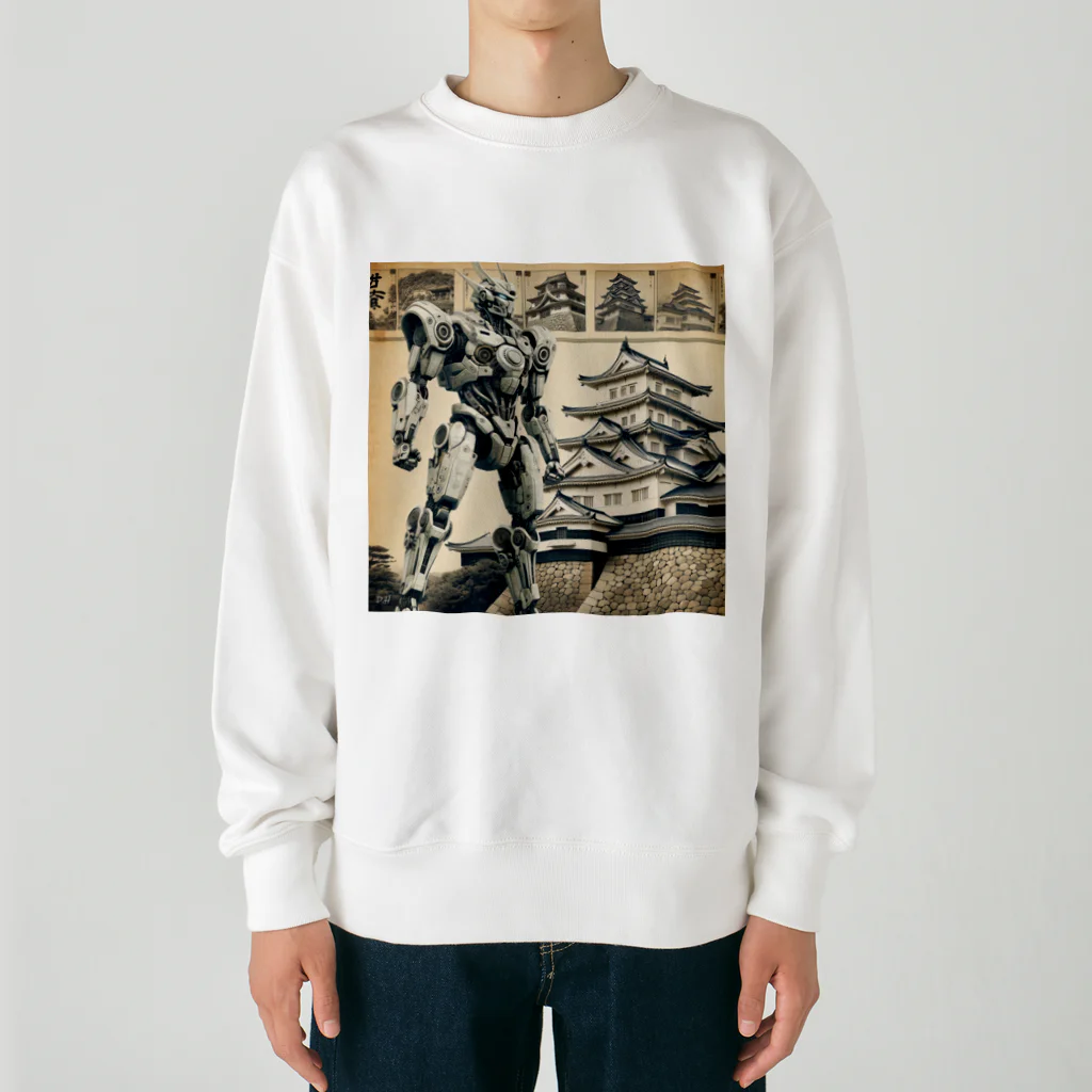 こまイヌ屋たちの彦根城ロボ Heavyweight Crew Neck Sweatshirt