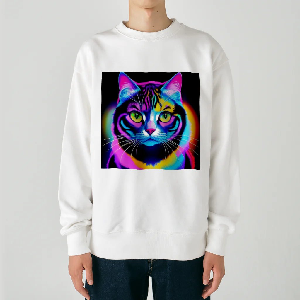 629_CAT_ARTのカラフルサイバーキャット vol2 Heavyweight Crew Neck Sweatshirt