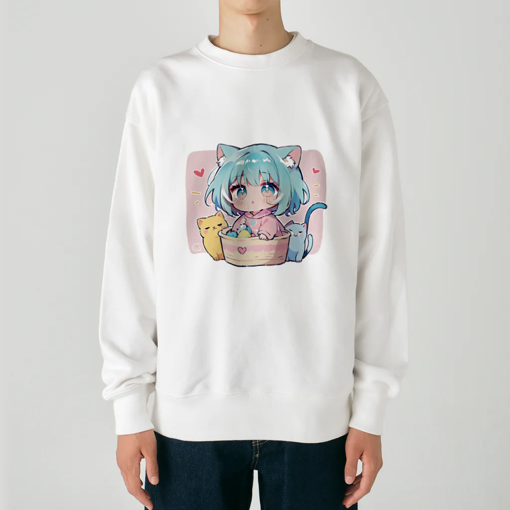 那須モバイル店の可愛いけもっ娘 Heavyweight Crew Neck Sweatshirt