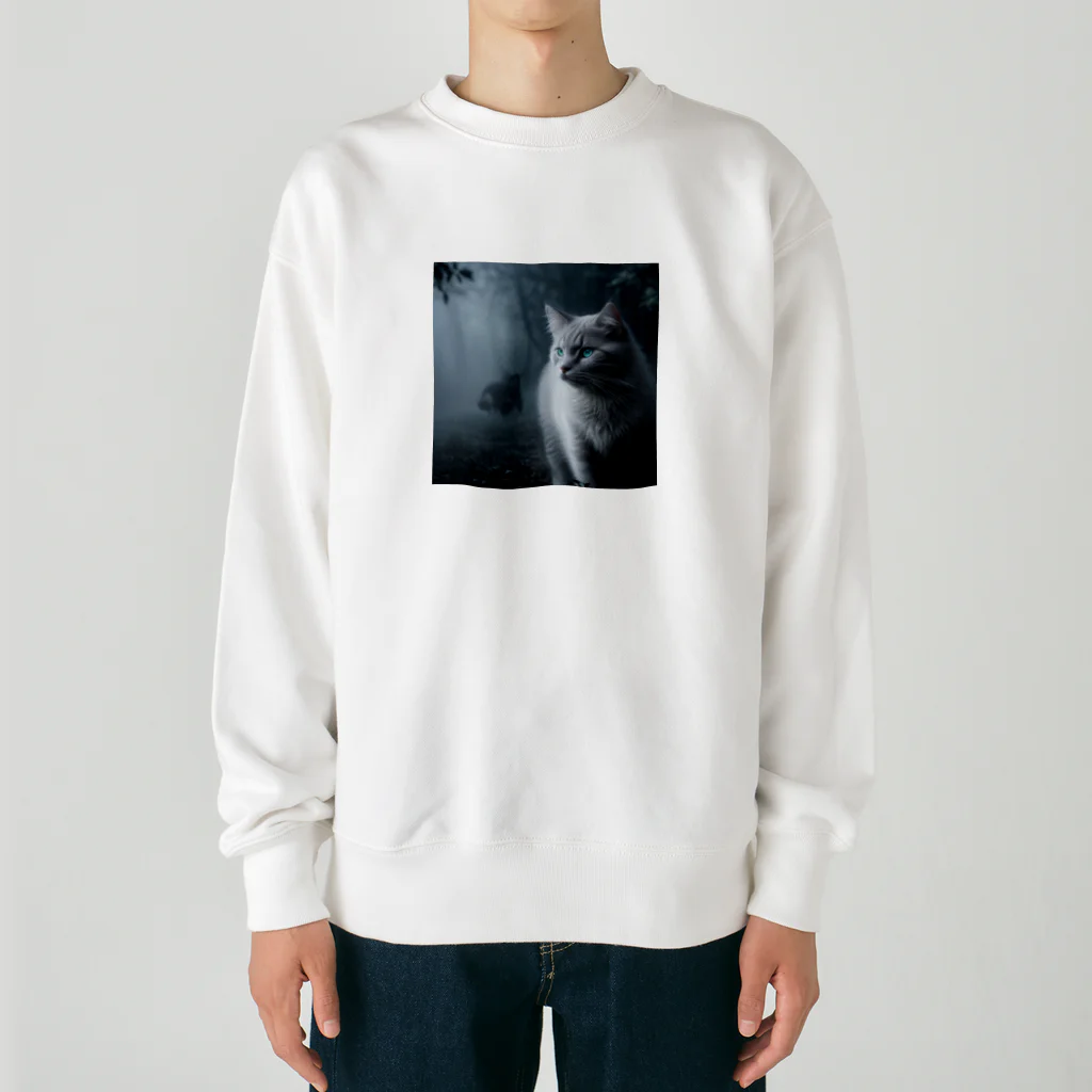 ZZRR12の「境界を見つめる猫の眼差し」 Heavyweight Crew Neck Sweatshirt