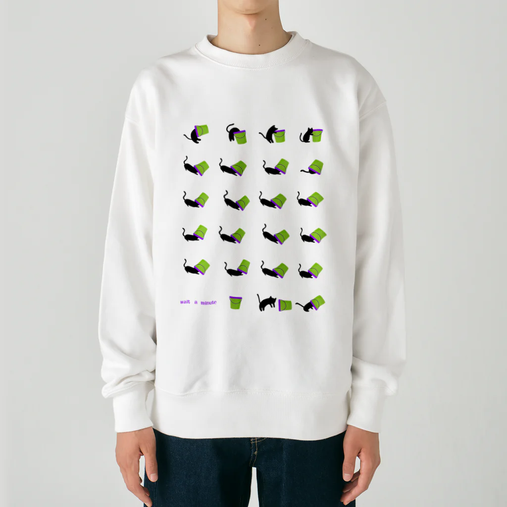 yellowgreenのちょっとまってて　黒猫 Heavyweight Crew Neck Sweatshirt