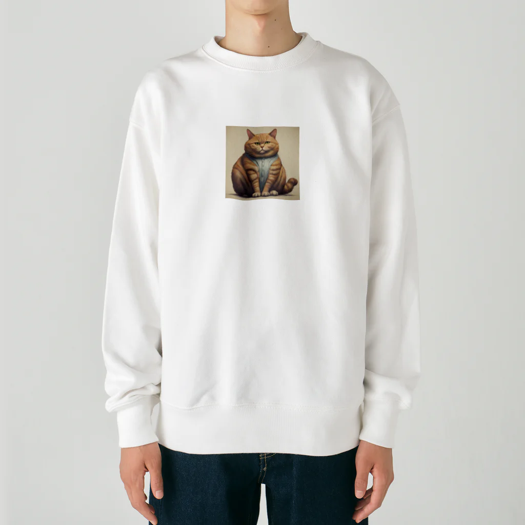 machakooのぽっちゃり猫 Heavyweight Crew Neck Sweatshirt