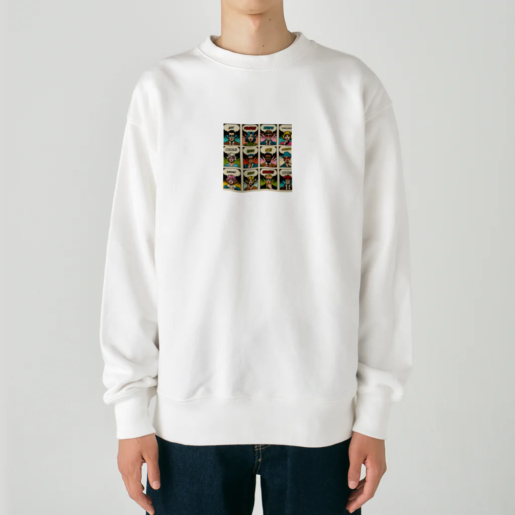 minishokoのアメコミ風コラージュ Heavyweight Crew Neck Sweatshirt