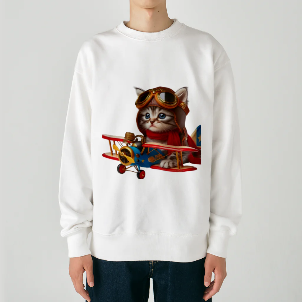 Gu--mimiの*Gu~mimi*パイロットにゃんこ Heavyweight Crew Neck Sweatshirt