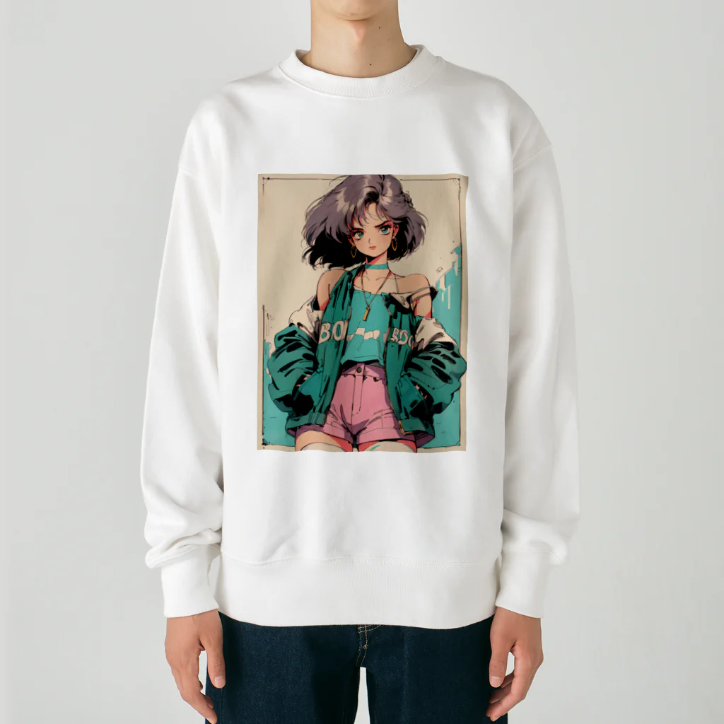 80s pop anime artの信じられないほど理不尽な学生 Heavyweight Crew Neck Sweatshirt