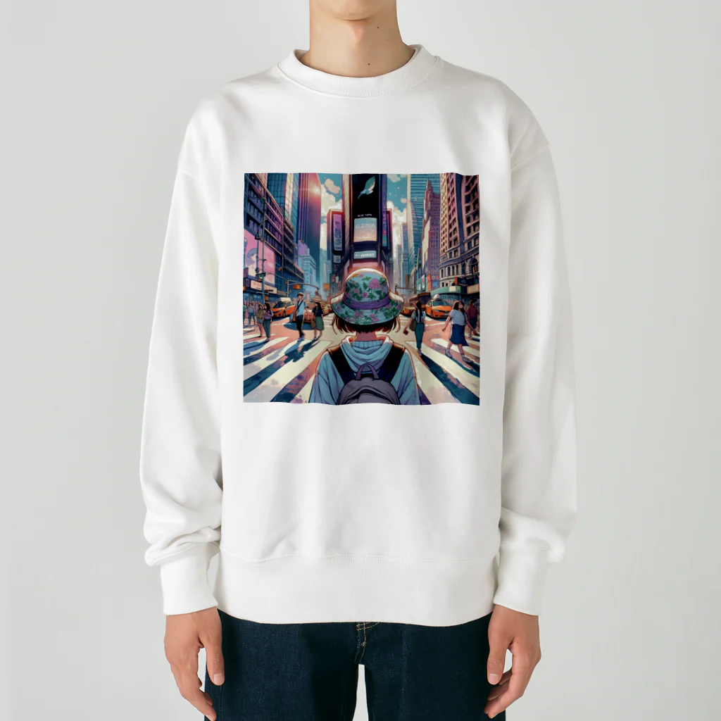 Artful Whiskersの一人旅の少女 Heavyweight Crew Neck Sweatshirt