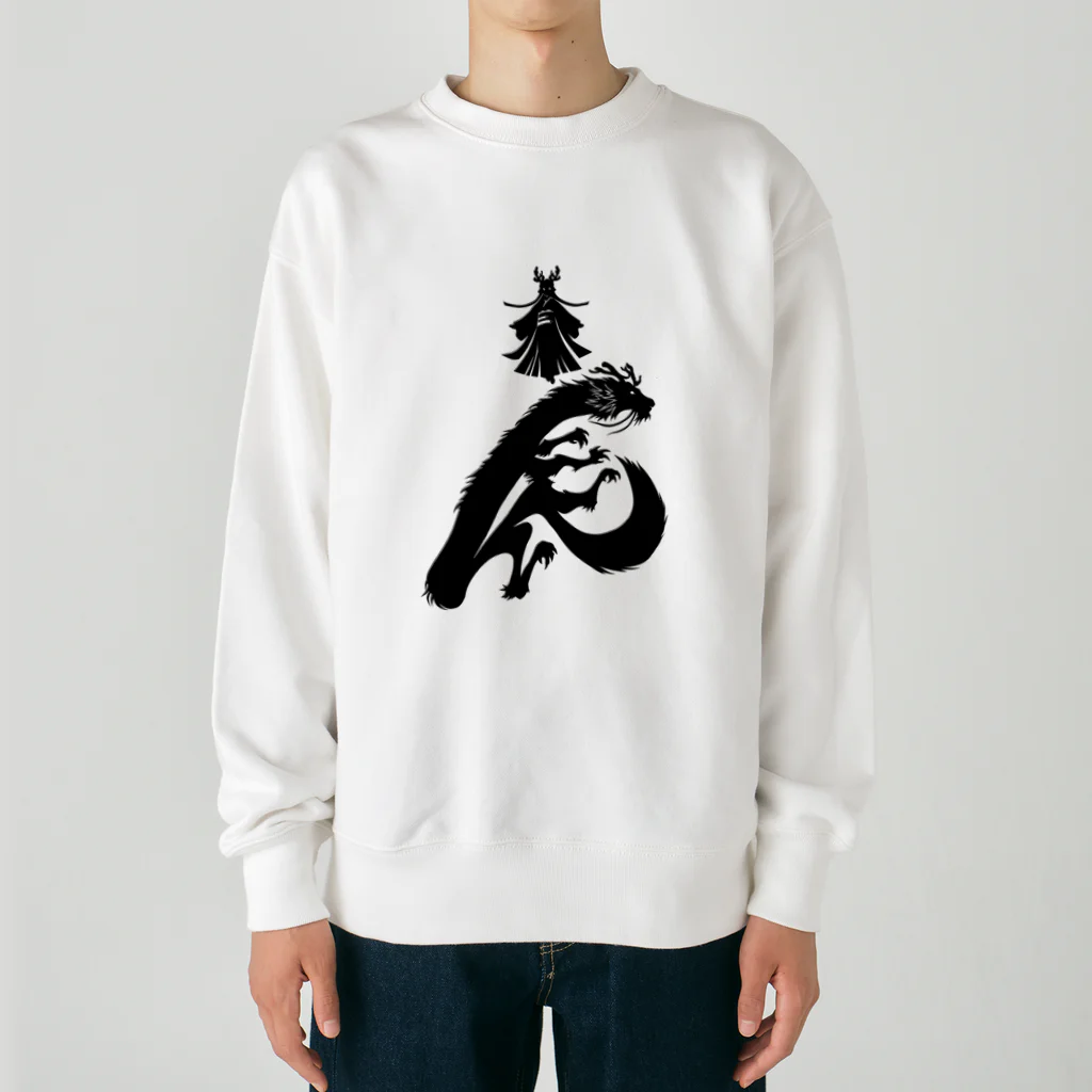 流戸家の製作所の辰年辰姫ブラック Heavyweight Crew Neck Sweatshirt