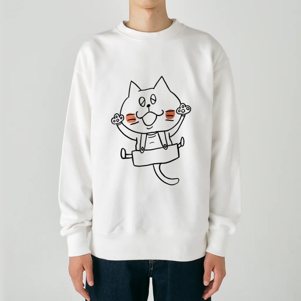 猫沢商店の猫のボン太グッズ（黒線） Heavyweight Crew Neck Sweatshirt