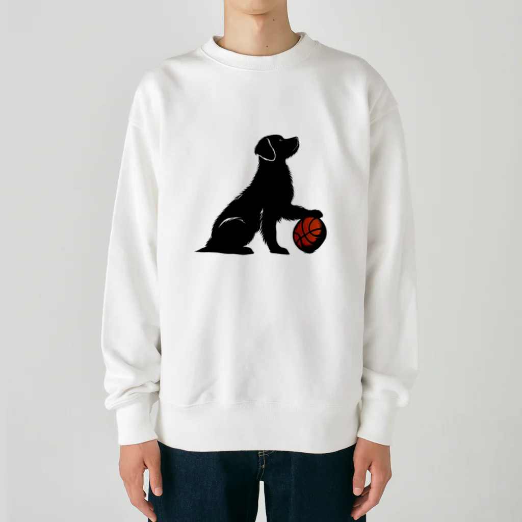 Lemon_teaの犬とバスケットボール Heavyweight Crew Neck Sweatshirt