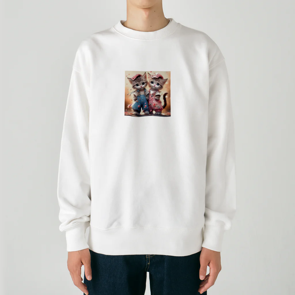 zhaoyushuangの可愛い子猫イラスト Heavyweight Crew Neck Sweatshirt