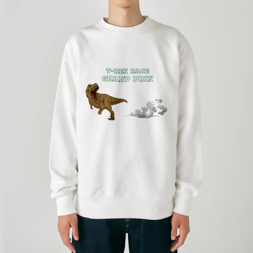 trexracegpの走るティラノサウルス緑字デザイン Heavyweight Crew Neck Sweatshirt