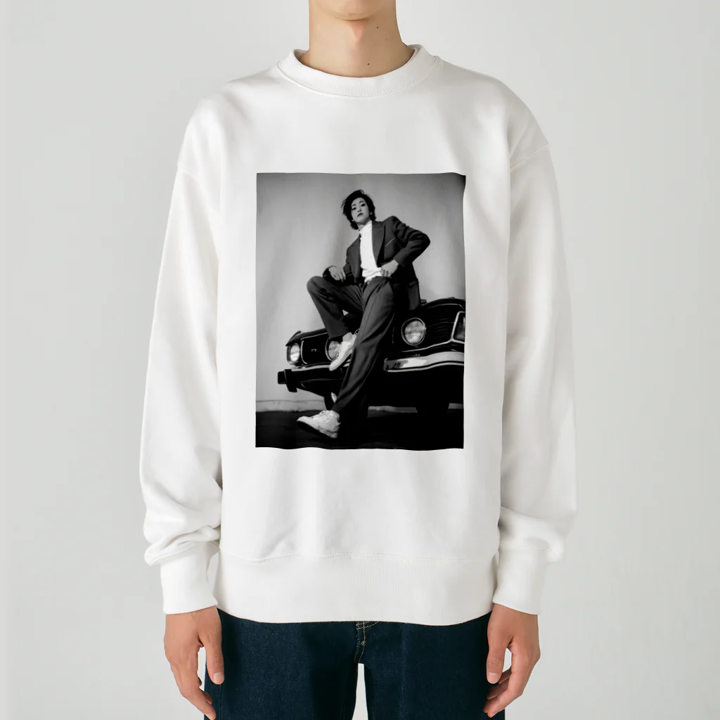 りん　チャンネルの男装レトロAI Heavyweight Crew Neck Sweatshirt