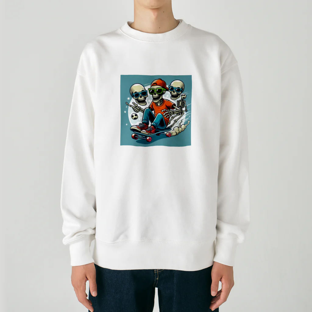 おふざけのスケルトン・スケーター Heavyweight Crew Neck Sweatshirt