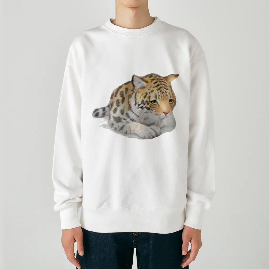 姫とすずり。の静かなかわいらしいヒョウ Heavyweight Crew Neck Sweatshirt