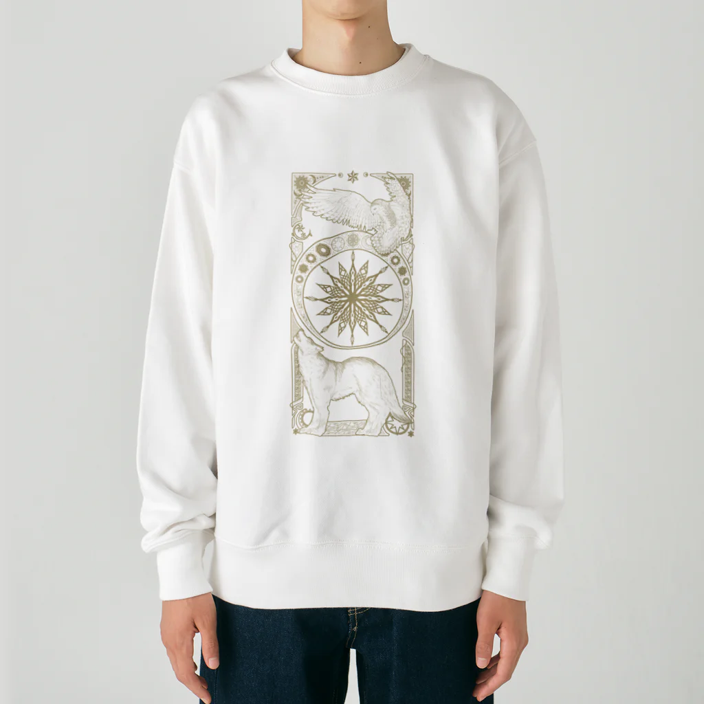 甘漏り屋の星月白夜の狼梟 Heavyweight Crew Neck Sweatshirt