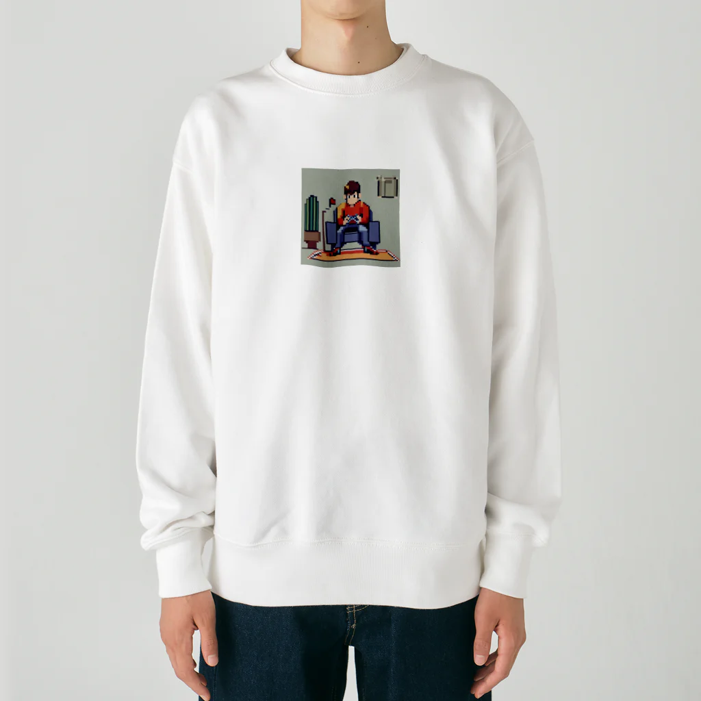 y-syo-のゲームするロケットボーイ Heavyweight Crew Neck Sweatshirt