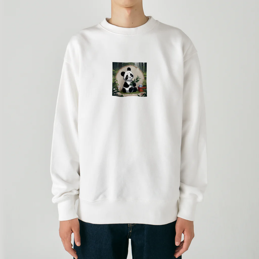 harusan29のパンダエコワリアン: リサイクルやエコ活動を促進する可愛いパンダ  Heavyweight Crew Neck Sweatshirt