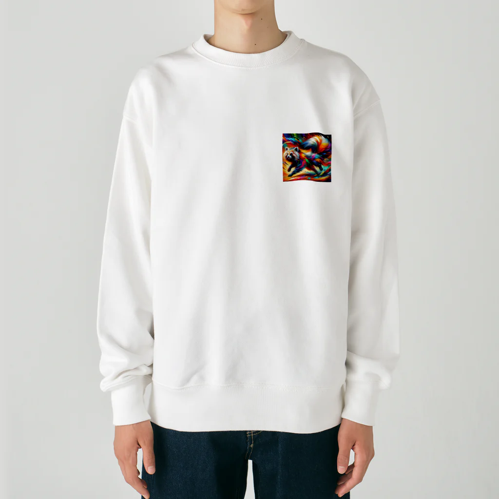 Friendly Faunaの躍動するたぬき Heavyweight Crew Neck Sweatshirt