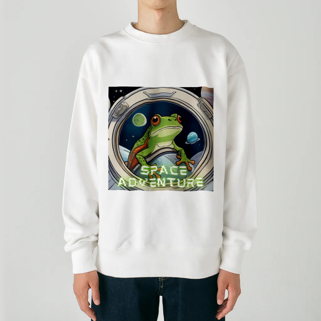 FROG GEKO-下戸のかわず-の"Frog on a Space Adventure Heavyweight Crew Neck Sweatshirt