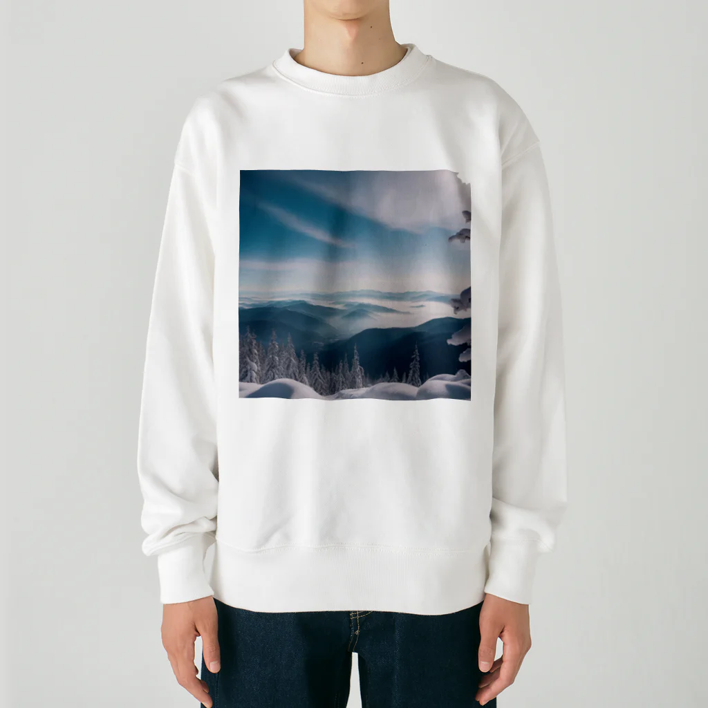 awawoの青空と山の風景 Heavyweight Crew Neck Sweatshirt