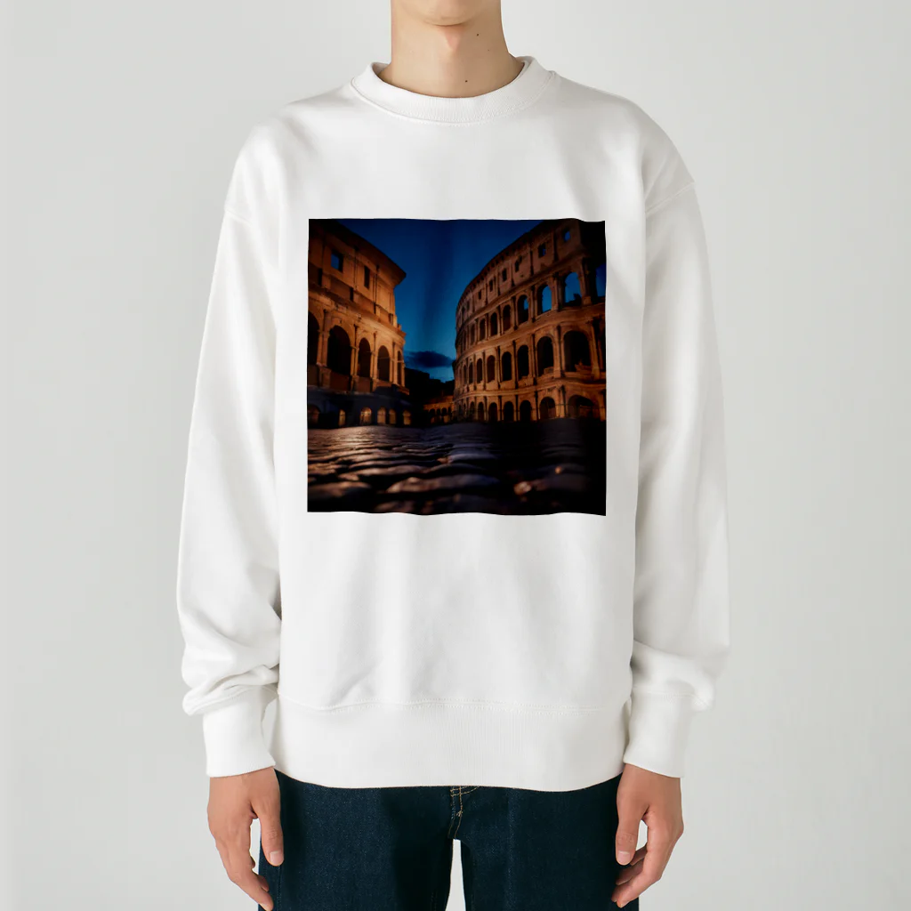 awawoの夕闇に染まるコロッセオの風景 Heavyweight Crew Neck Sweatshirt