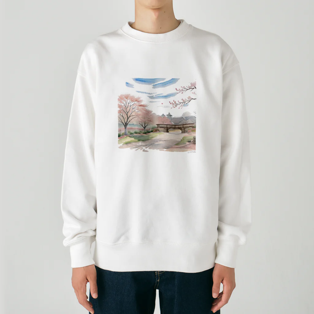 あかいはちの春の桜満開 Heavyweight Crew Neck Sweatshirt