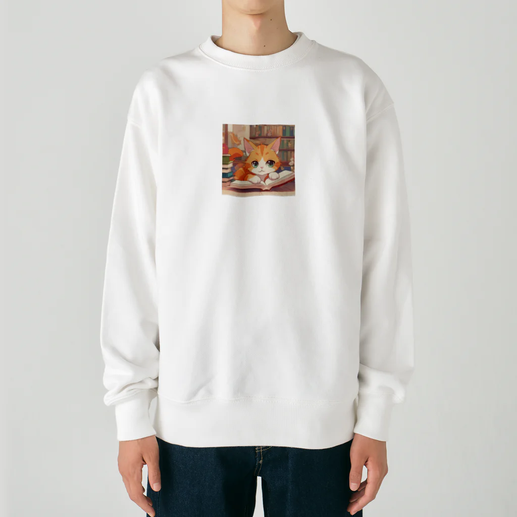 星パンダショップのほんよみかんねこ Heavyweight Crew Neck Sweatshirt