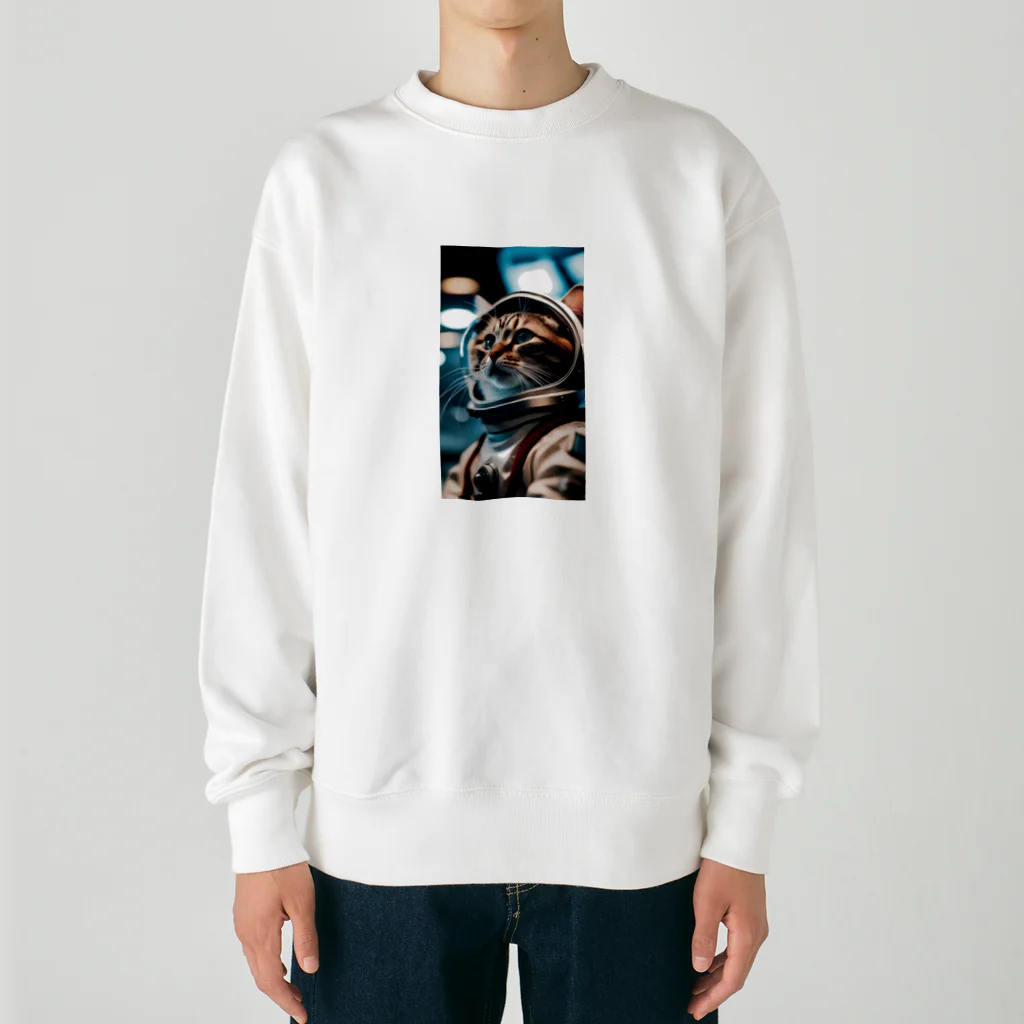 hekikiの旅立つ宇宙猫 Heavyweight Crew Neck Sweatshirt