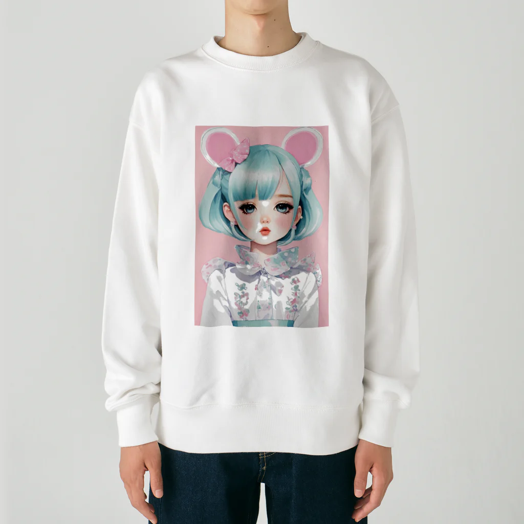 AI-srt-designのスウィート・ミント・ドリーミング・ガール Heavyweight Crew Neck Sweatshirt