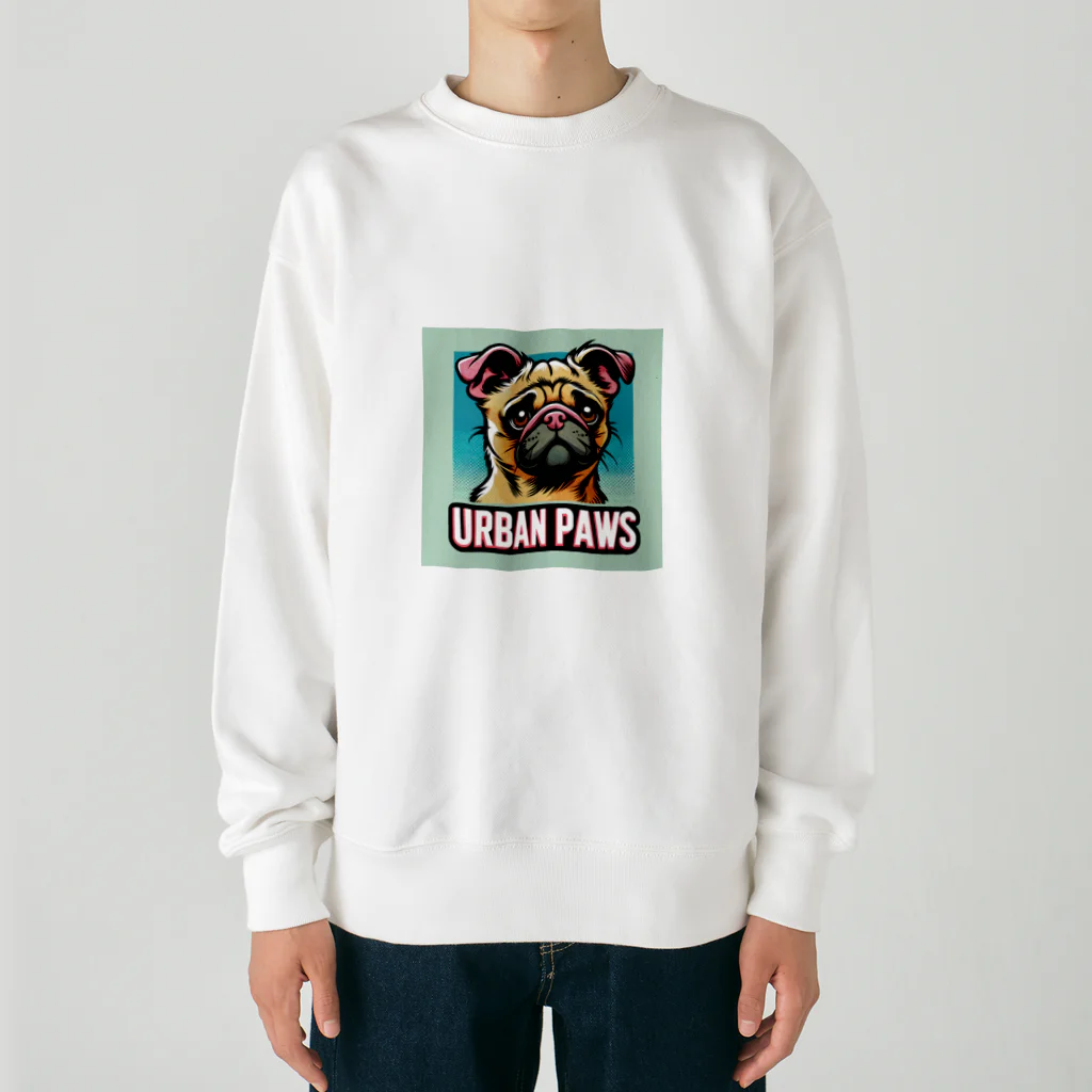 Urban pawsの情けない顔のパグチワワ「Urban paws」 Heavyweight Crew Neck Sweatshirt