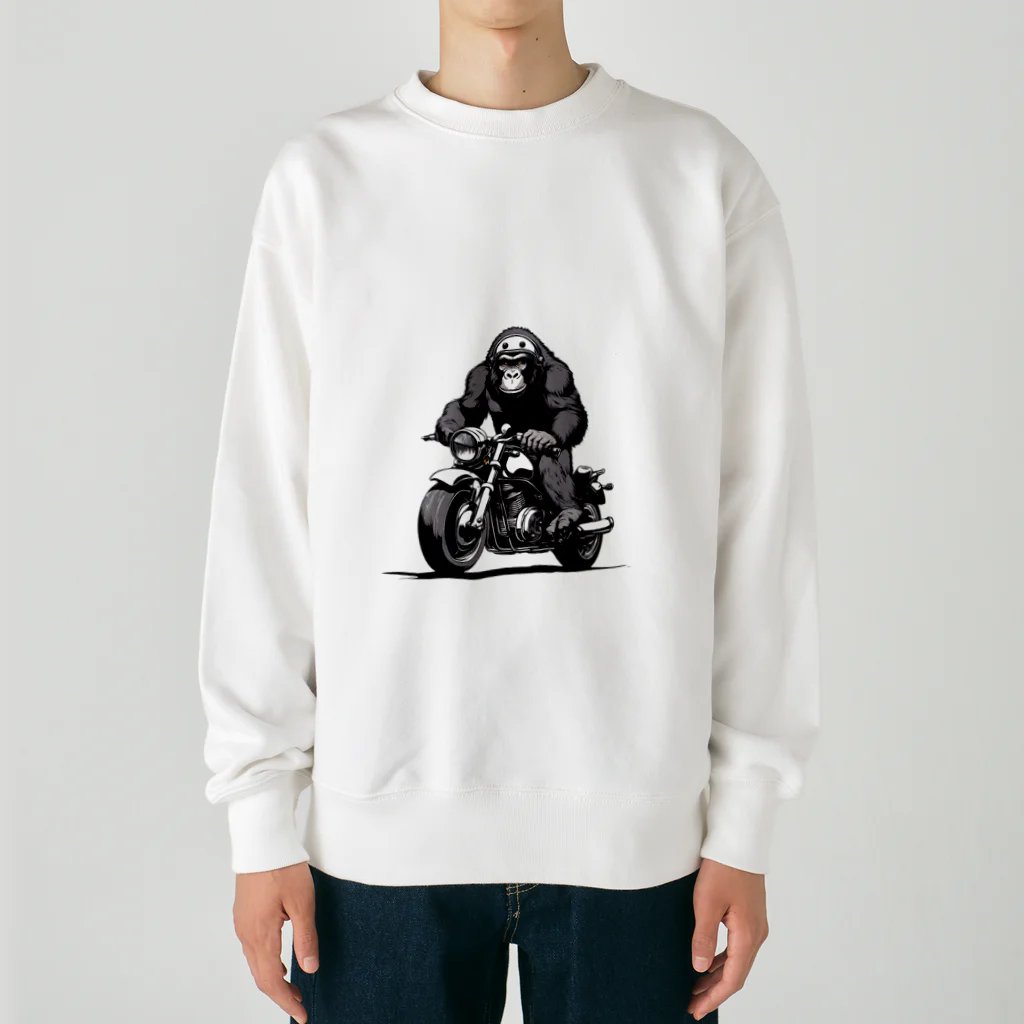 UEKIshopのバイクに乗ったゴリラ Heavyweight Crew Neck Sweatshirt