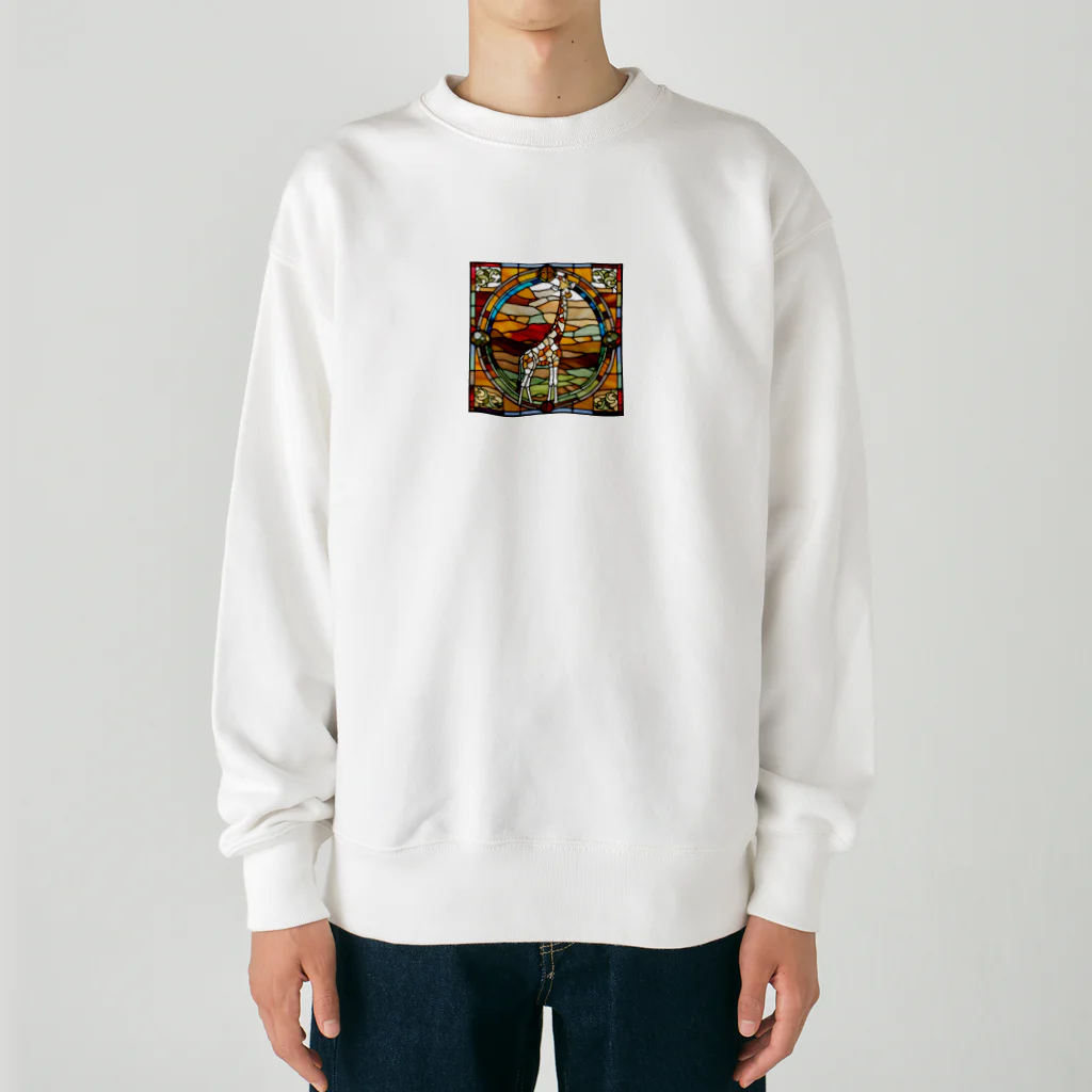 テケテケのキリンのステンドグラス柄グッズ Heavyweight Crew Neck Sweatshirt