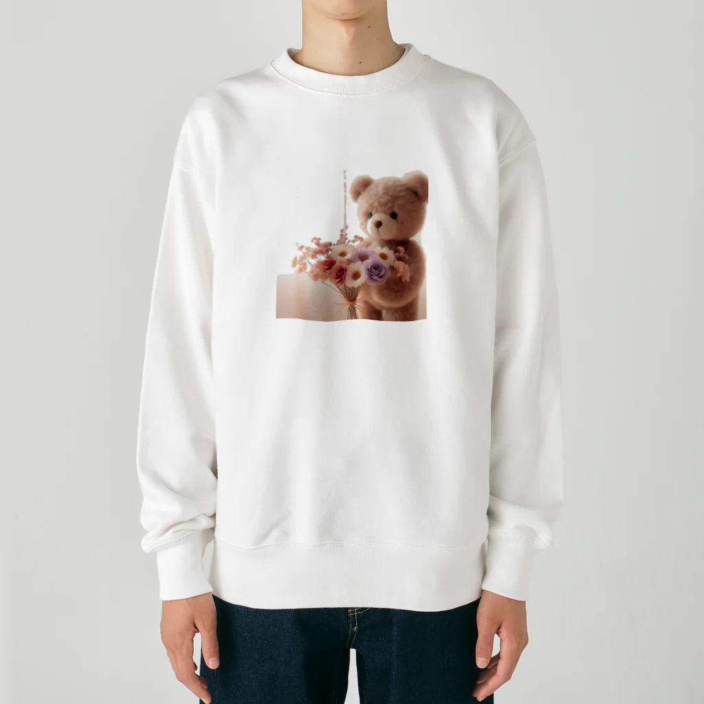 星パンダショップのはなとくま　～flower and bear～ Heavyweight Crew Neck Sweatshirt