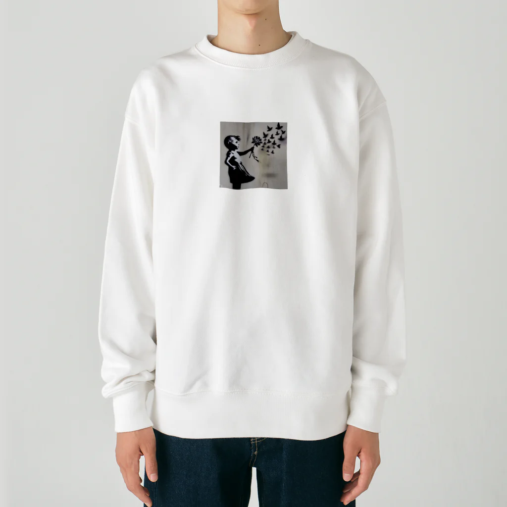 ビンパシーの館の花束でマジックする女の子 Heavyweight Crew Neck Sweatshirt