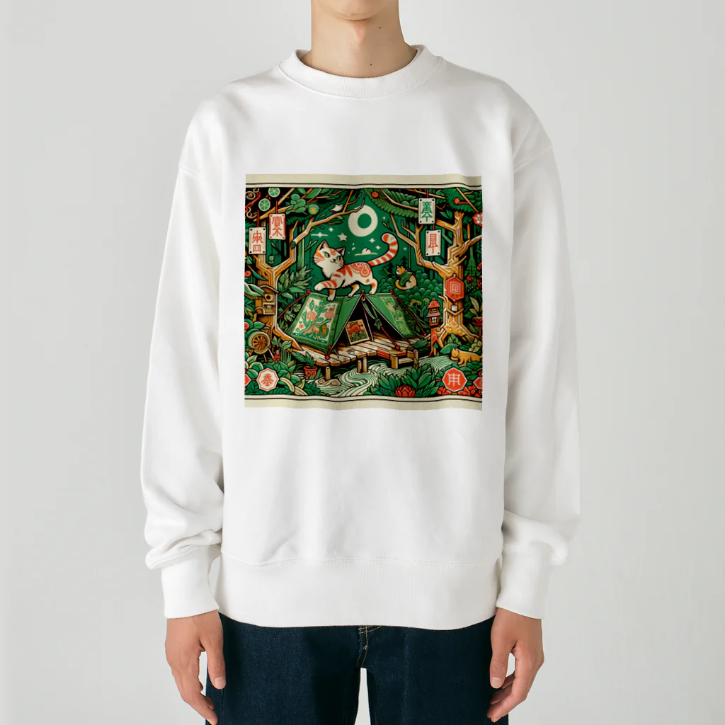 Aoyanicの猫野営オリエンタル Heavyweight Crew Neck Sweatshirt