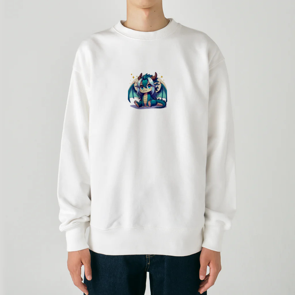 可愛らしいドラゴンのイラストグッズ店の可愛らしいドラゴンマスコット Heavyweight Crew Neck Sweatshirt