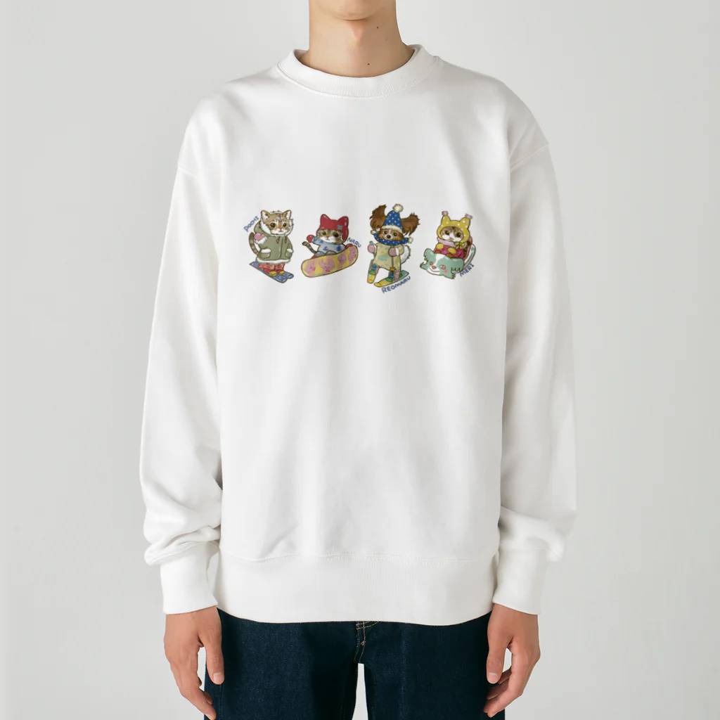 猫のきぬくんのお店のれおまるくん一家　雪山ツアー Heavyweight Crew Neck Sweatshirt