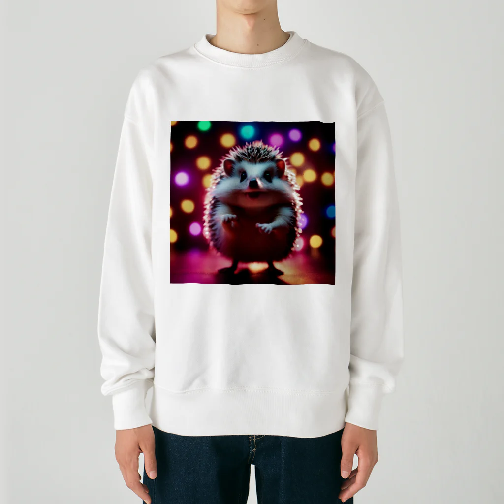 ハリネズミのゆゆのダンスパーティーをしているハリネズミ Heavyweight Crew Neck Sweatshirt