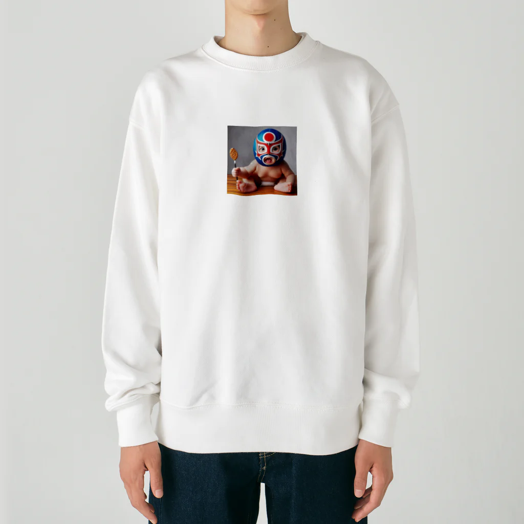 taka-kamikazeの赤ちゃん覆面レスラー2 Heavyweight Crew Neck Sweatshirt