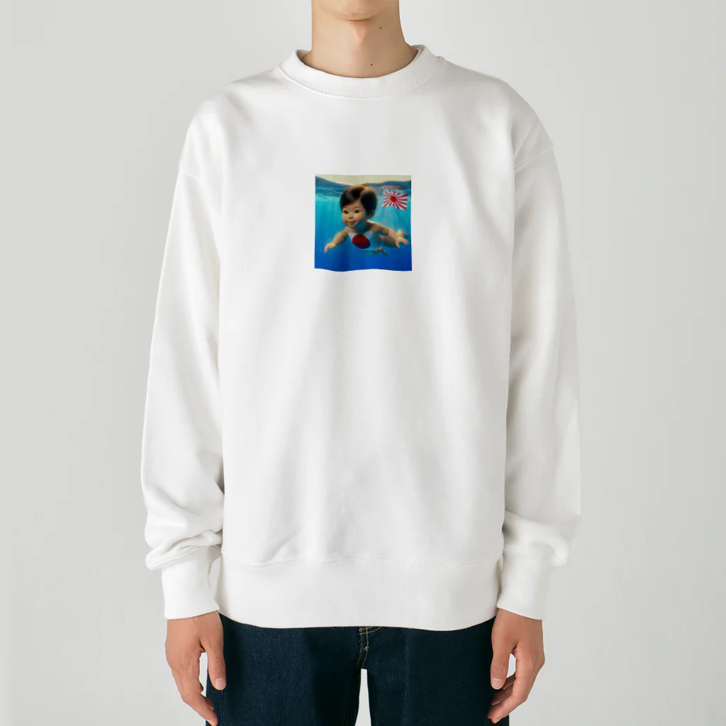 taka-kamikazeの遊泳する赤ちゃん日本代表 Heavyweight Crew Neck Sweatshirt