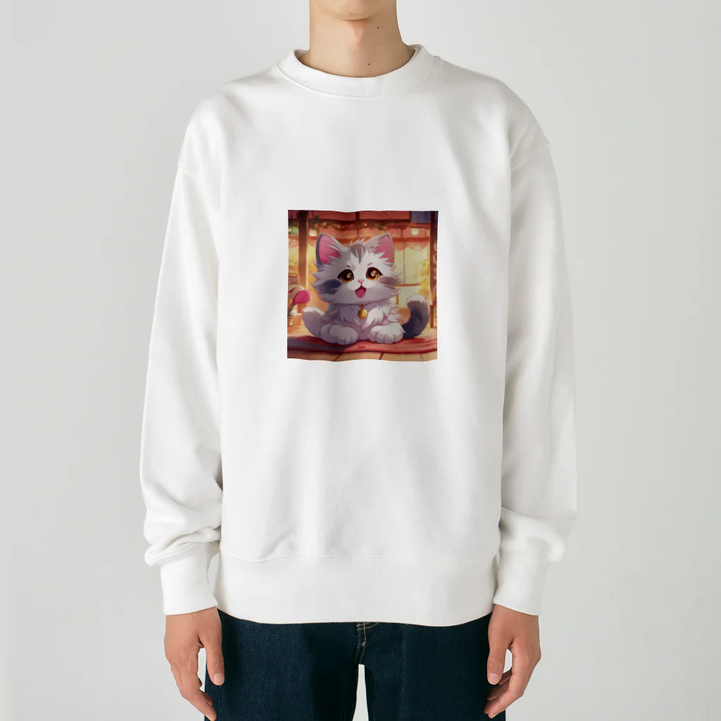 kuromasu_yuzuの夕焼けにゃんにゃん Heavyweight Crew Neck Sweatshirt