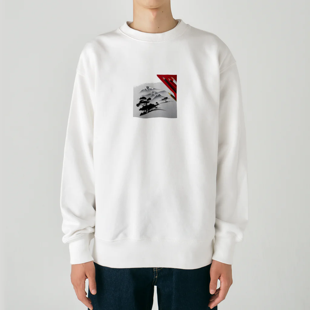 にくまるショップのワンポイント浮世 Heavyweight Crew Neck Sweatshirt