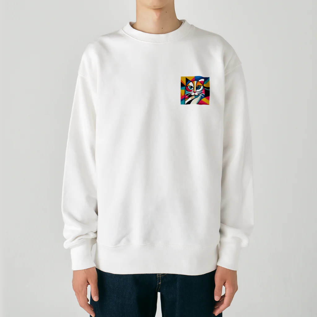 大人かわいい動物の世界のカラフル猫 Heavyweight Crew Neck Sweatshirt