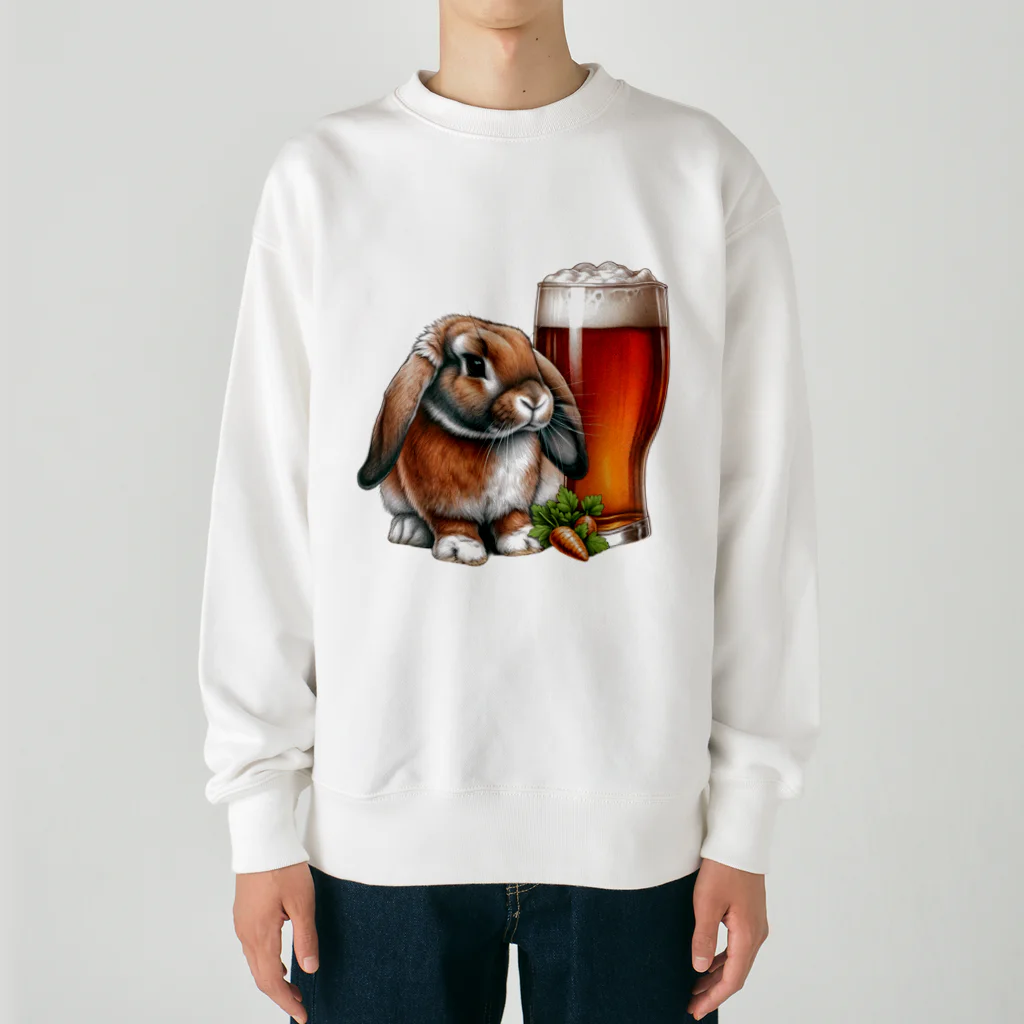 bottaの可愛いウサギ(垂れ耳ビール)カラー03 Heavyweight Crew Neck Sweatshirt