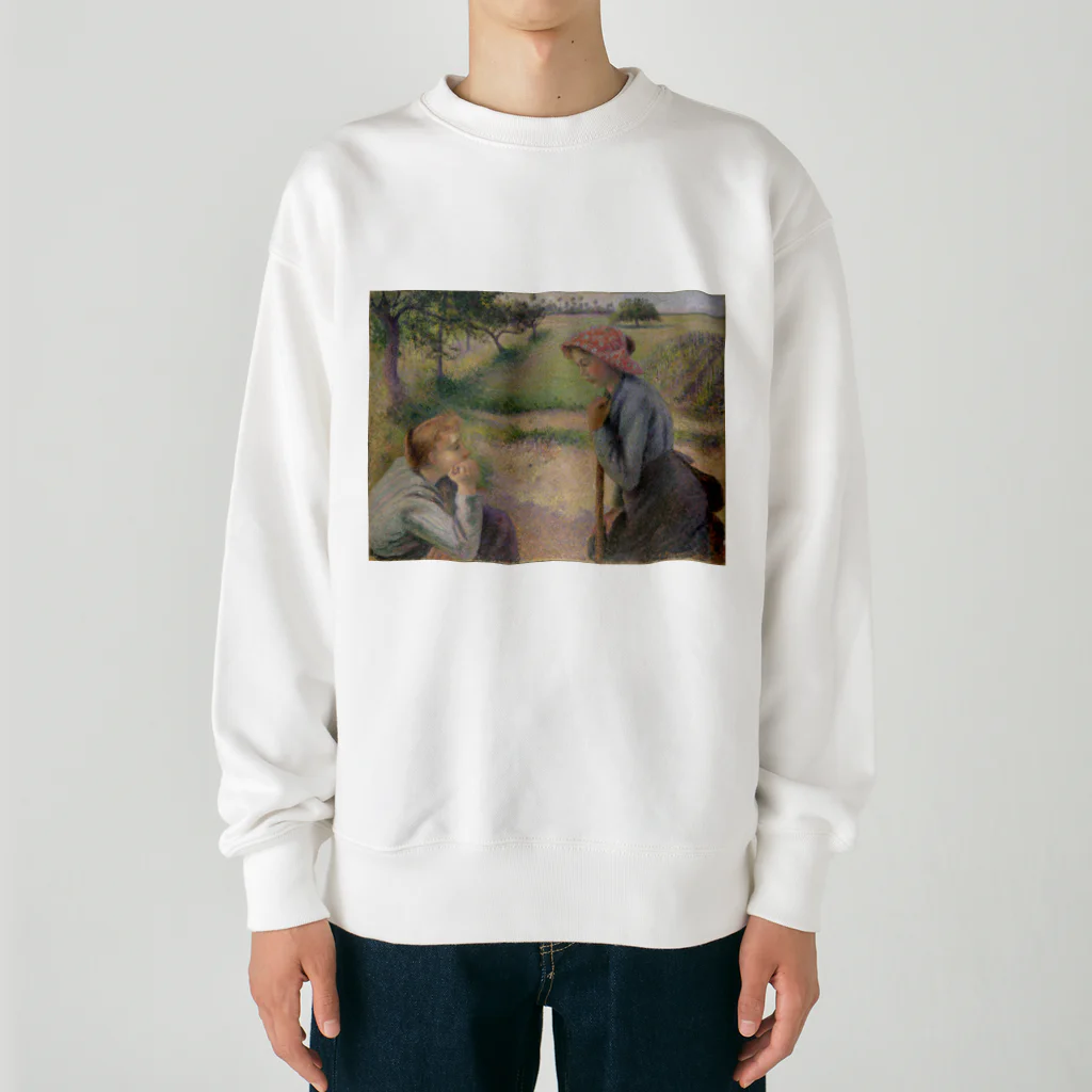 世界美術商店の2人の若い農夫 / Two Young Peasant Women Heavyweight Crew Neck Sweatshirt