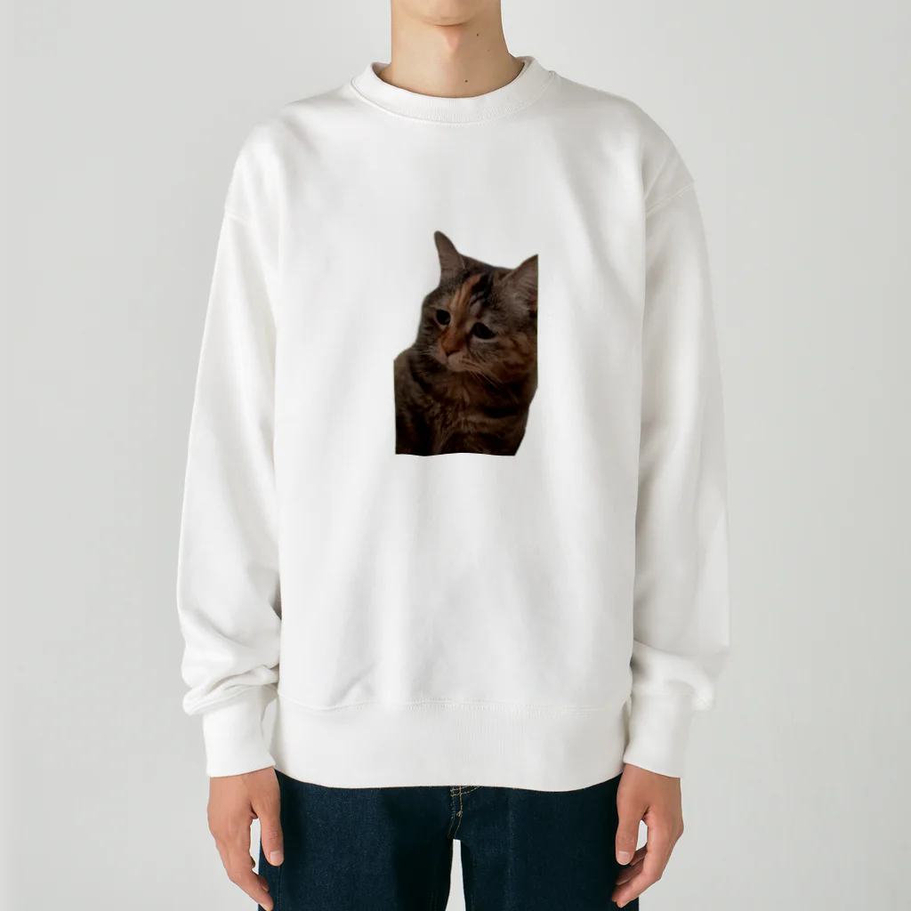 猫ミームグッズの【猫ミーム】叱られる猫 Heavyweight Crew Neck Sweatshirt