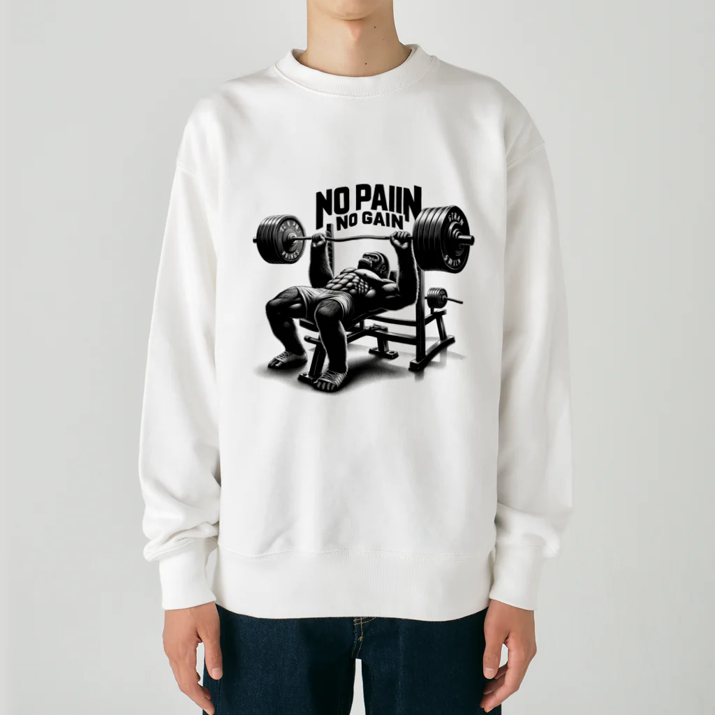 BlueOcean987のNO PAIN NO GAIN ゴリラベンチプレス Heavyweight Crew Neck Sweatshirt