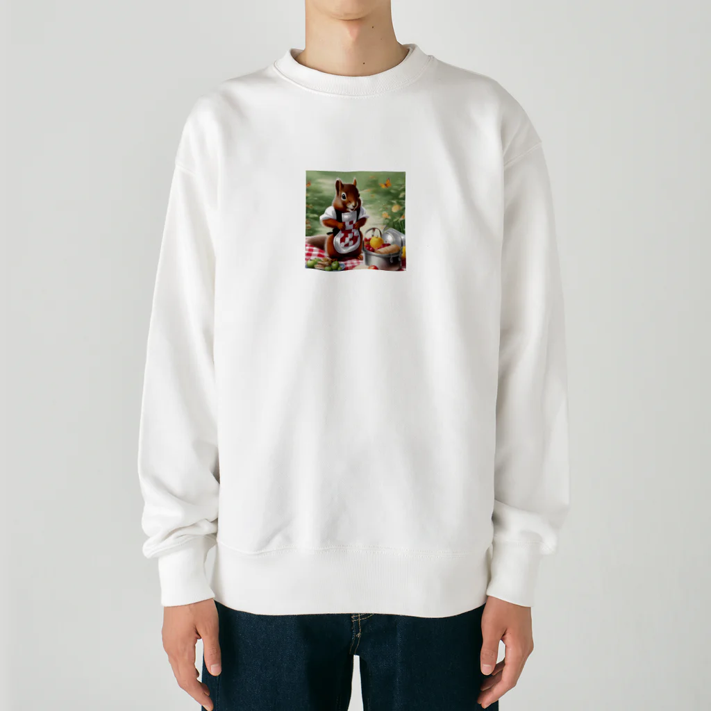 mari0909の可愛らしいシマリスのエプロン姿 Heavyweight Crew Neck Sweatshirt