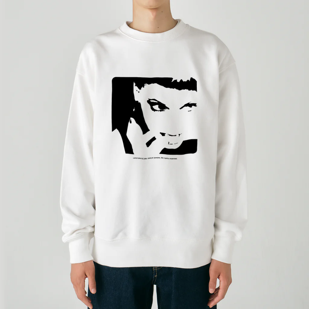 ファンシーTシャツ屋のクールでかっこいい女性の顔のシルエット Heavyweight Crew Neck Sweatshirt